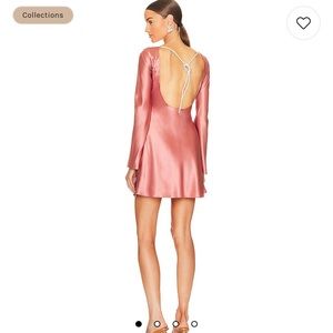 cult gaia Satin Open-Back Mini Dress in Rose Pink